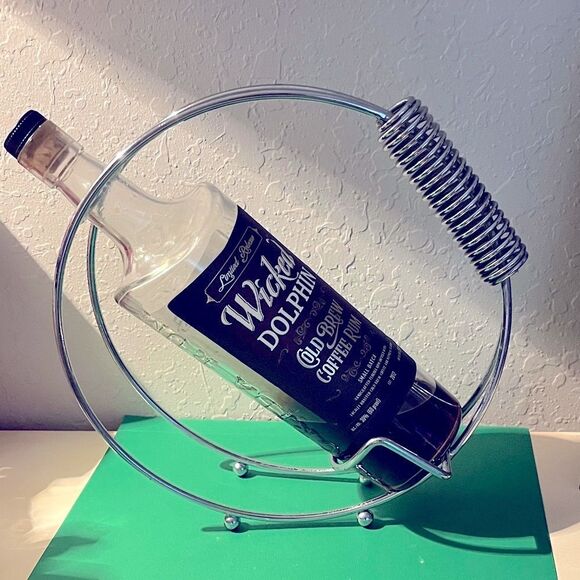Mid Century Modern Bottle /Wine Holder - Silvertone - Picture 1 of 8